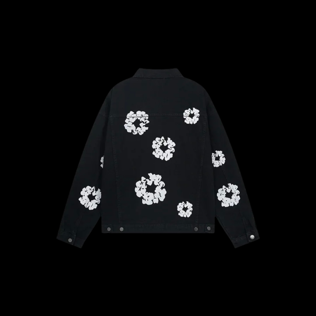 Flower Black Denim Jacket