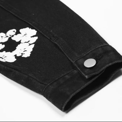 Flower Black Denim Jacket